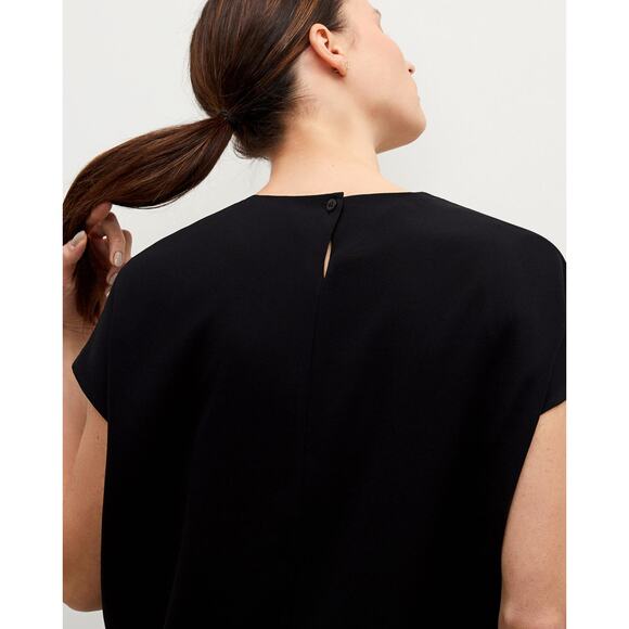 MM Lafleur The Didion Top Crepe Cap Sleeve Blouse Black Sz Medium Boxy Crewneck - Picture 4 of 8